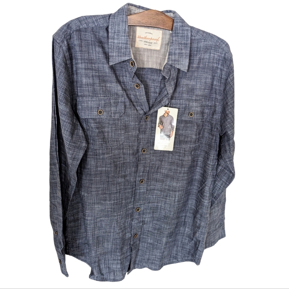 NEW 100% Cotton Original Weatherproof Vintage Brand Men's Button Up Long Sleeve